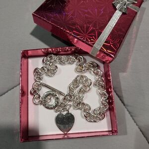 Elegant Tiffany Silver Heart Charm Neclace